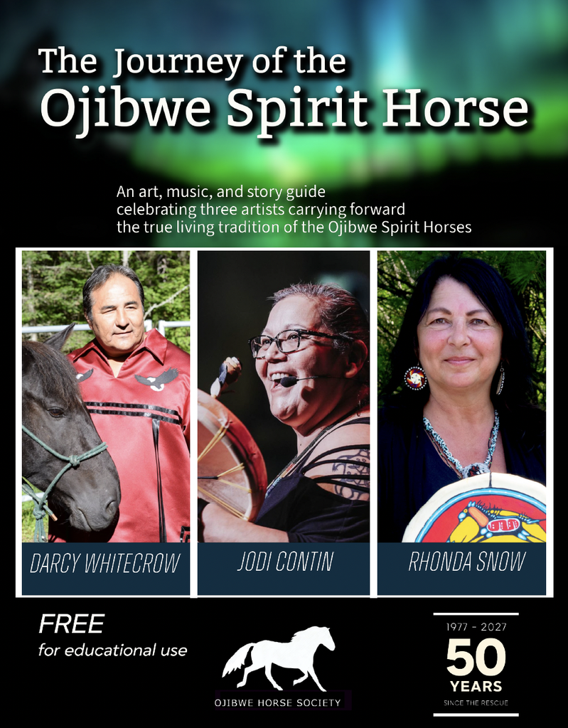Cover of The Journey of the Ojibwe Spirit Horse, featuring Darcy Whitecrow, Jodi Contin and Rhonda Snow